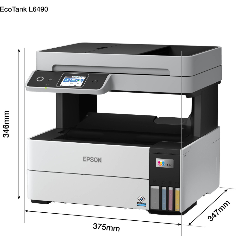 Epson Jet d'encre L6490 MFP 4en1 Réseau Wifi Couleur A4 R/V 37 B&WPPM 23PPMCOL 37 36M (C11CJ88404)