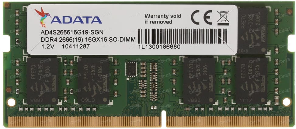 Barrette mémoire ADATA DDR4-2666 SO-DIMM 16GB - 512MX8 (AD4S266616G19)