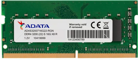 Barrette mémoire ADATA SO-DIMM 16GB DDR4-3200 MHz - PC Portable (AD4S320016G22)