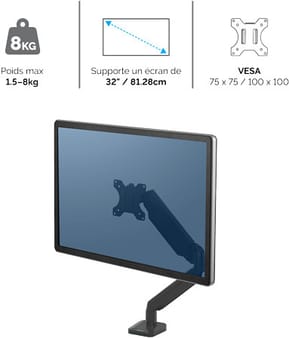 Bras porte-écran simple Fellowes Platinum Series - Noir (8043301) — image 3