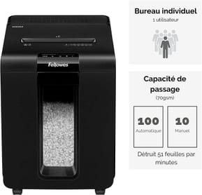 Destructeur Fellowes AutoMax™ 100M — Sécurité P-4 · 23 L · chargeur auto 100 feuilles — image 5