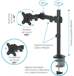 Bras porte-écran simple Fellowes Reflex - (8502501)