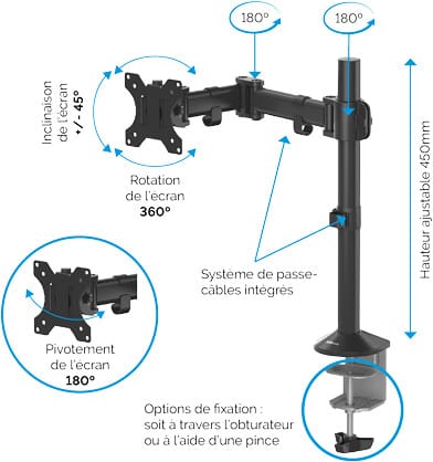 Bras porte-écran simple Fellowes Reflex - (8502501)