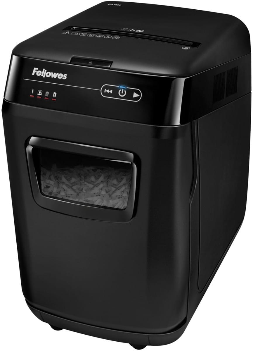 آلة تمزيق الورق Fellowes AutoMax™ 200C — أمان P-4 · 32 L · تغذية تلقائية 200 ورقة — صورة 1