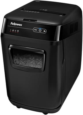 Destructeur Fellowes AutoMax™ 200C — Sécurité P-4 · 32 L · chargeur auto 200 feuilles