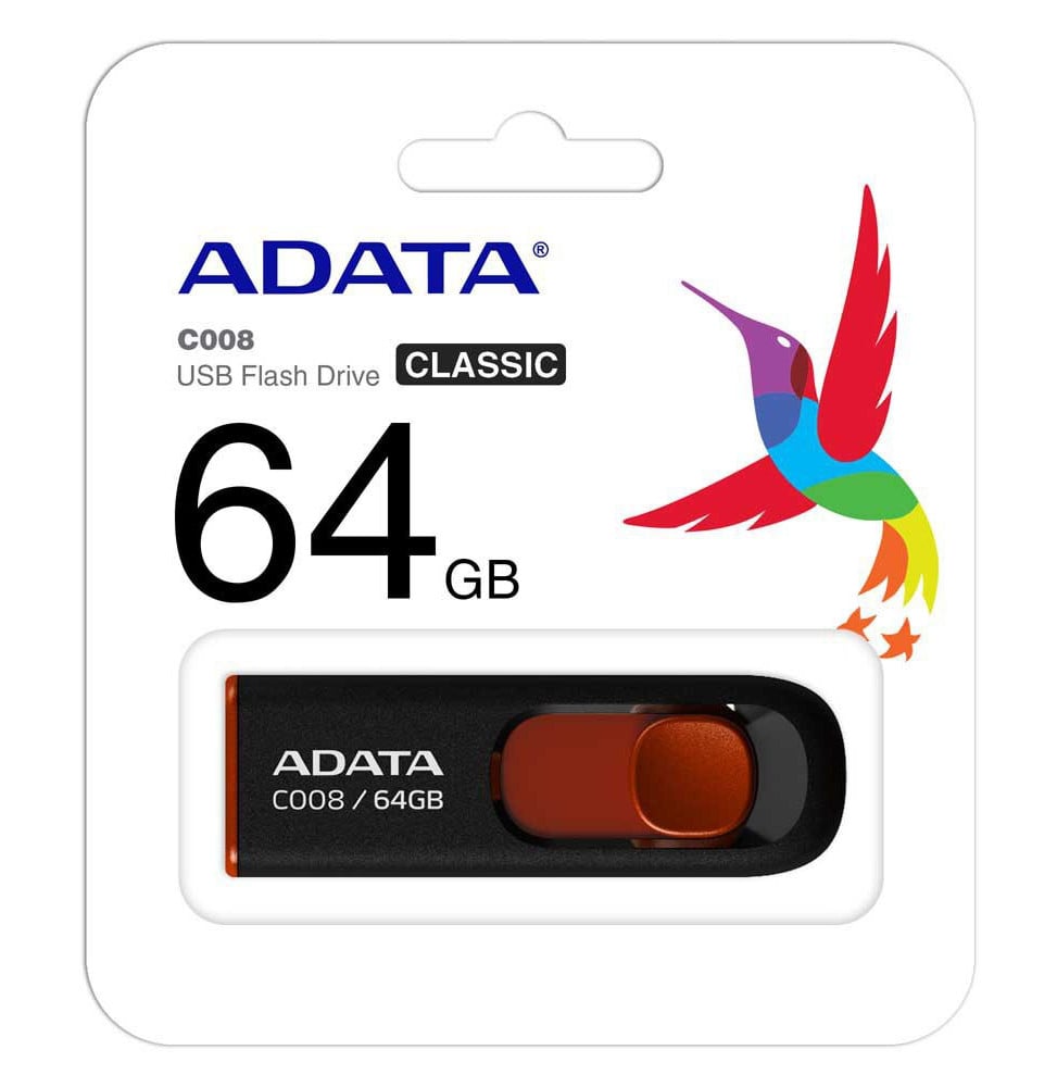 Clé USB 2.0 ADATA 64Go plastic Noir (AC008-64G)