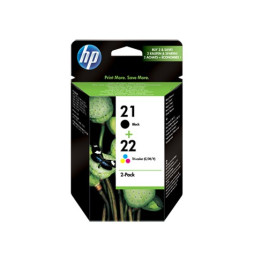 HP 21 Noir + HP 22 trois couleurs - Cartouches d'encre HP d'origine (SD367AE)