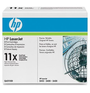 Cartouches d'encre noire HP LaserJet 11X (lot de 2) (Q6511XD)