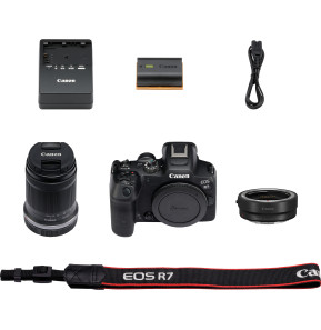 Appareil photo hybride Canon EOS R7 + Objectif RF-S 18-150mm F3.5-6.3 IS STM + Bague d'adaptation monture EF-EOS R (5137C019AA)