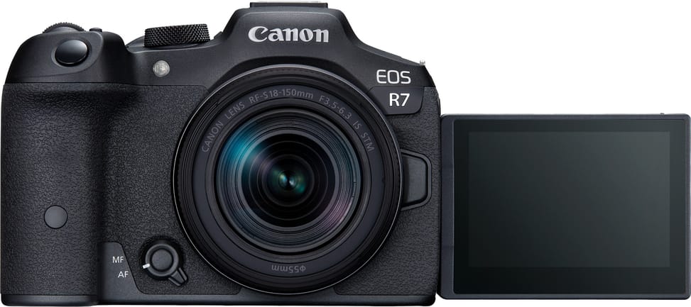 Appareil photo hybride Canon EOS R7 + Objectif RF-S 18-150mm F3.5-6.3 IS STM + Bague d'adaptation monture EF-EOS R (5137C019AA)