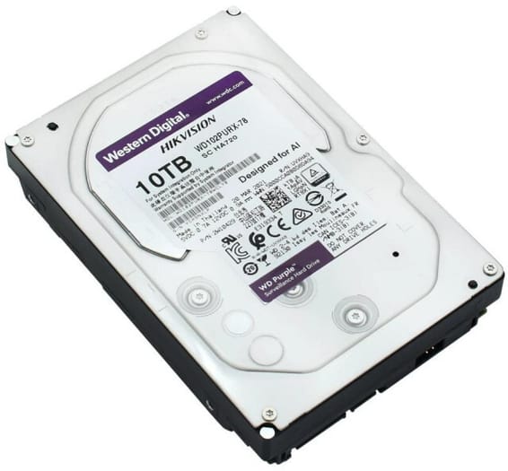 Disque dur interne 3.5" Western Digital Purple 10To pour les systèmes de vidéosurveillance et de sécurité (WD102PURX-78)