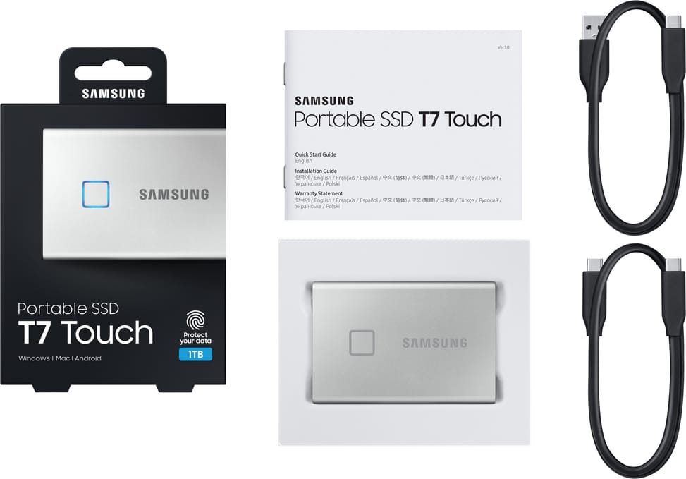 Disque dur SSD externe Samsung T7 Touch - 1TB - USB 3.2 Gen.2 (10Gbps) (MU-PC1T0S_WW)
