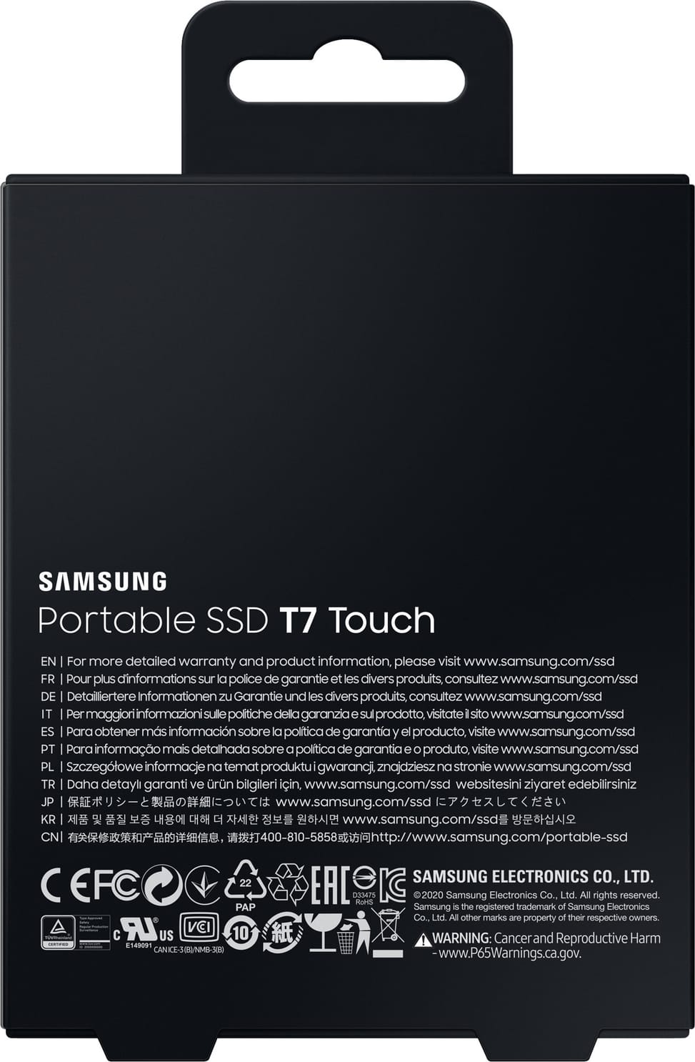 Disque dur SSD externe Samsung T7 Touch - 1TB - USB 3.2 Gen.2 (10Gbps) (MU-PC1T0S_WW)