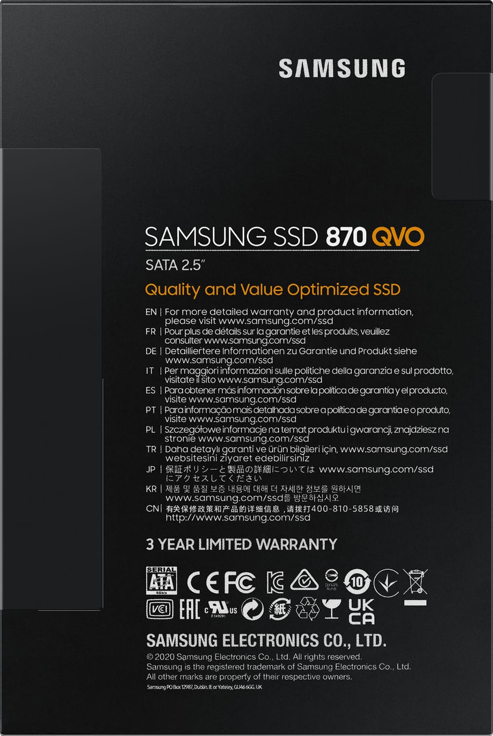 Disque Dur interne SSD Samsung 870 QVO 2.5" SATA III - 1TB - (MZ-77Q1T0BW_EU)