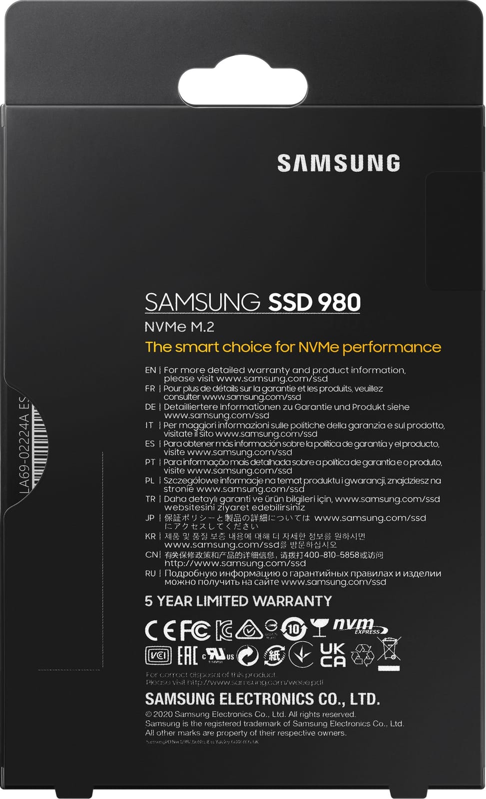 Disque Dur interne SSD Samsung 980 M.2 NVMe PCIe 3.0 - 500 GB - (MZ-V8V500BW)