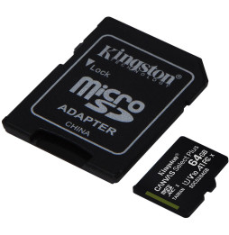 Carte mémoire Kingston Canvas Select Plus microSD - 64Go - Avec Adaptateur SD (SDCS2_64GB)