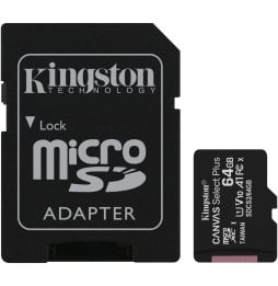 Carte mémoire Kingston Canvas Select Plus microSD - 64Go - Avec Adaptateur SD (SDCS2_64GB)