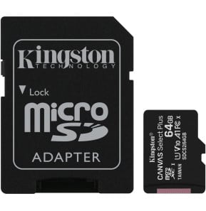 Carte mémoire Kingston Canvas Select Plus microSD - 64Go - Avec Adaptateur SD (SDCS2_64GB)