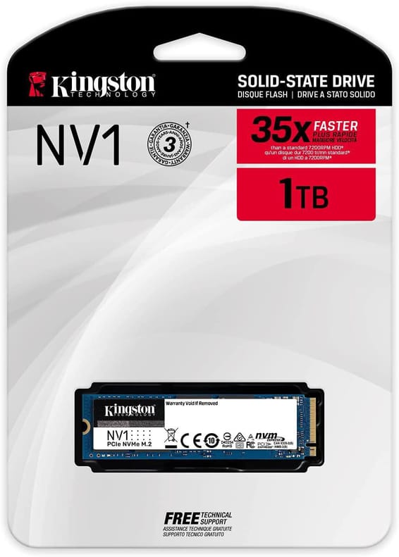 Disque Dur interne SSD Kingston NV1 PCIe NVMe M.2 2280 1 To (SNVS_1000G)