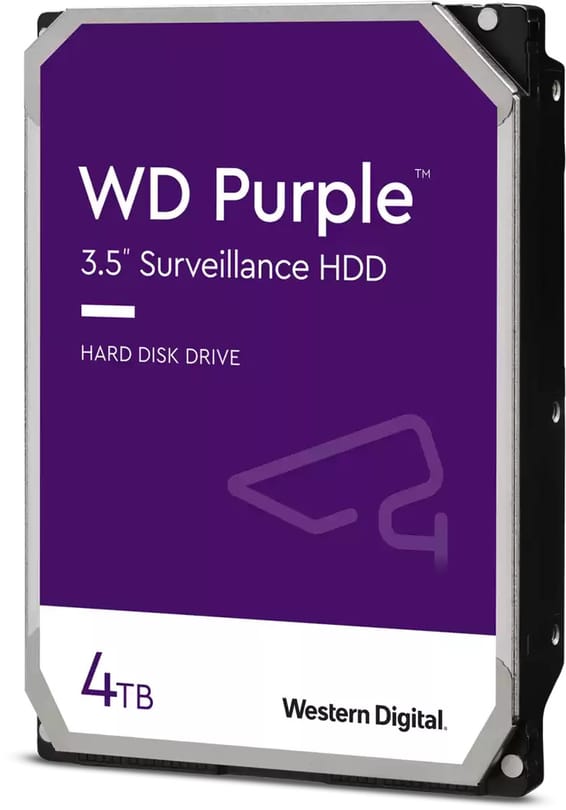 Disque dur interne 3.5" Western Digital Purple 4To pour systèmes de vidéo surveillance et de sécurité (WD40PURZ)