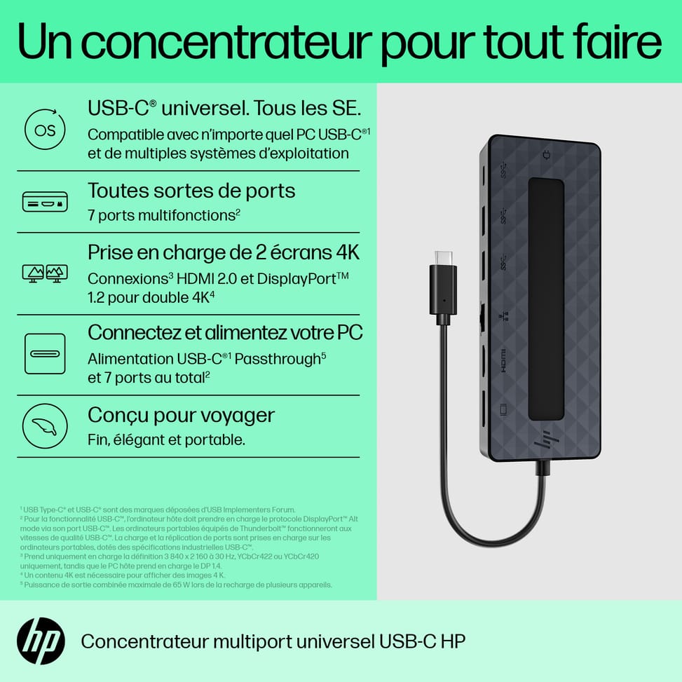 Concentrateur multiport HP USB-C universel (50H55AA)