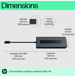 Concentrateur multiport HP USB-C universel (50H55AA)