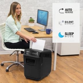 Destructeur Fellowes AutoMax™ 150C — Sécurité P-4 · 32 L · chargeur auto 150 feuilles