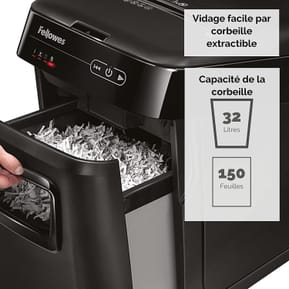 Destructeur Fellowes AutoMax™ 150C — Sécurité P-4 · 32 L · chargeur auto 150 feuilles — image 4