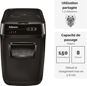 Destructeur Fellowes AutoMax™ 150C — Sécurité P-4 · 32 L · chargeur auto 150 feuilles — image 5