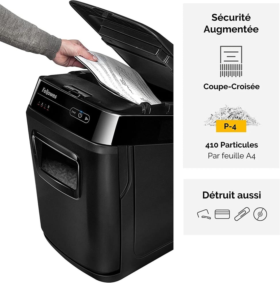 Destructeur de documents Fellowes AutoMax™ 150C Coupe croisée (4680101)