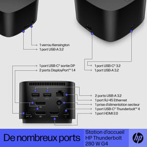 Station d’accueil HP Thunderbolt 280 W G4 avec câble combo (4J0G4AA) — image 5