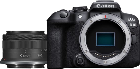 Appareil photo hybride Canon EOS R10 + objectif RF-S 18-45mm F4.5-6.3 IS STM (5331C010AA)