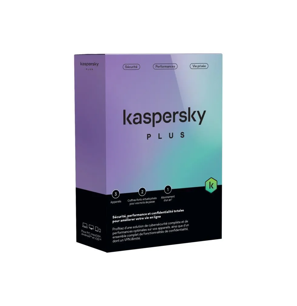 Kaspersky Plus (équivalent à Internet Security) - 3 Postes / 1 an (KL10428BCFS-SLIMMAG)
