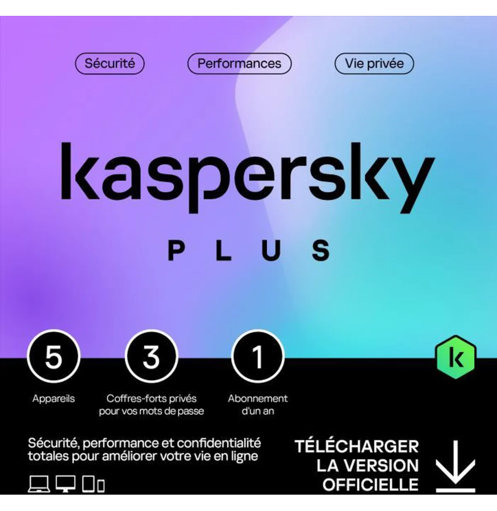 Kaspersky Plus (équivalent à Internet Security) - 5 Postes / 1 an (KL10428BEFS-SLIMMAG)