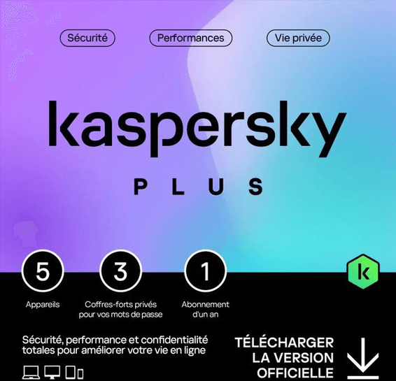 Kaspersky Plus (équivalent à Internet Security) - 5 Postes / 1 an (KL10428BEFS-SLIMMAG)