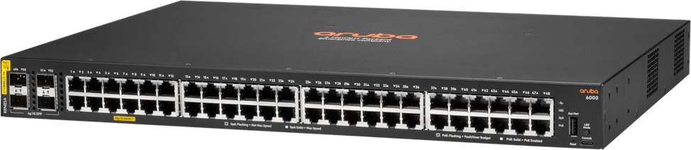 جهاز Switch Aruba 6000 48G فئة 4 PoE 4SFP 370 W (R8N85A) — صورة 2