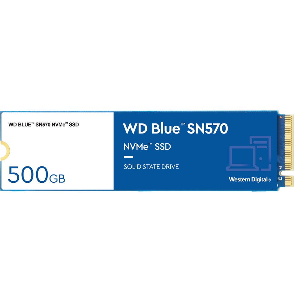Disque dur interne SSD Western Digital Blue SN570 M.2 2280 PCIe Gen3x4 NVMe 500 Go (WDS500G3B0C)