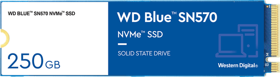 Disque dur interne SSD Western Digital Blue SN570 M.2 2280 PCIe NVMe 250 Go (WDS250G3B0C)