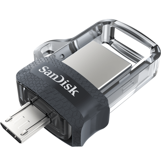قرص USB SanDisk Ultra m3.0 بموصلين micro-USB وUSB 3.0 - 128 GB (SDDD3-128G-G46)
