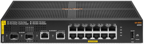 Switch Aruba 6000 12G Classe 4 PoE 2G/2SFP 139 W (R8N89A)
