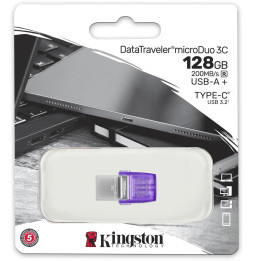 Clé USB Kingston DataTraveler microDuo 3C USB Type-A / Type-C 3.2 - 128 Go (DTDUO3CG3/128GB)