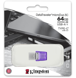 Clé USB Kingston DataTraveler microDuo 3C USB Type-A / USB Type-C 3.2 - 64 Go (DTDUO3CG3/64GB)