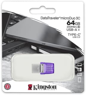 Clé USB Kingston DataTraveler microDuo 3C USB Type-A / USB Type-C 3.2 - 64 Go (DTDUO3CG3/64GB) — image 3