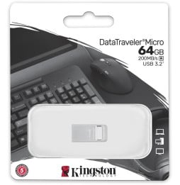 Clé USB Kingston DataTraveler Micro 3.1 USB Type-A 3.2 Gen1 - 64 Go (DTMC3G2/64GB)