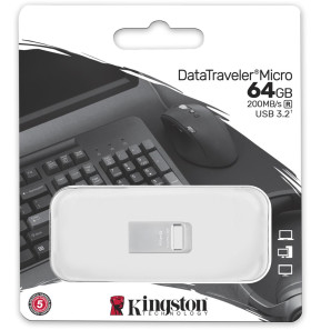 Clé USB Kingston DataTraveler Micro 3.1 USB Type-A 3.2 Gen1 - 64 Go (DTMC3G2/64GB)