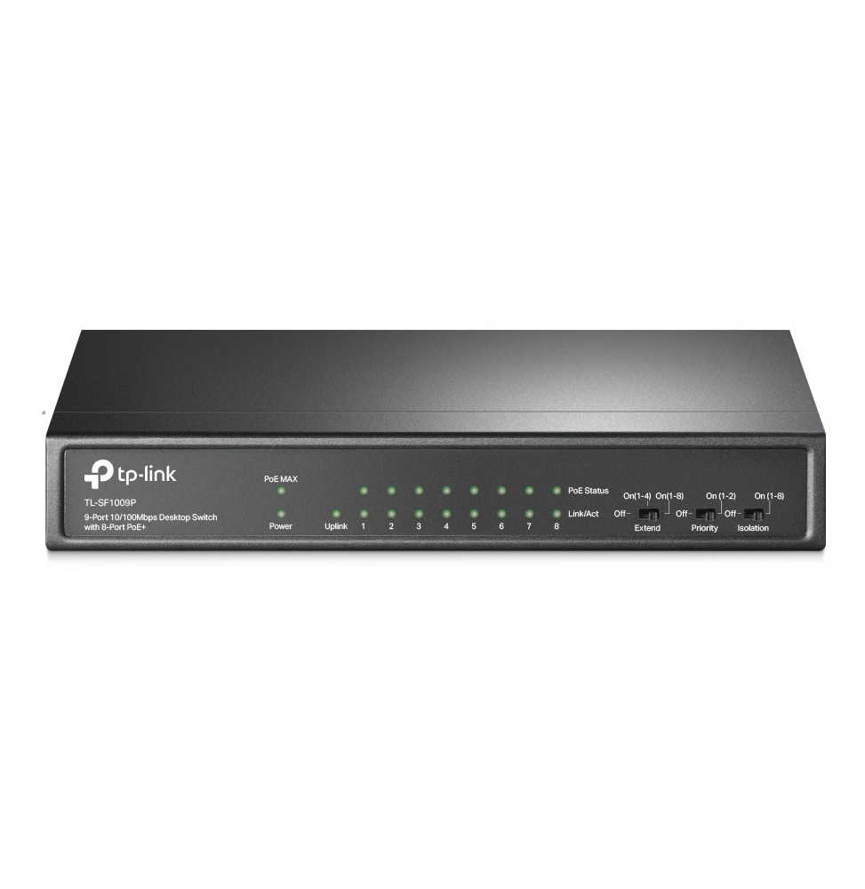Switch de bureau TP-Link TL-SF1009P 9 ports 10/100 Mbps avec PoE + 8 ports