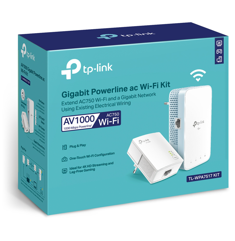 CPL TP-Link AV1000 Gigabit Powerline ac Wi-Fi Kit 300 Mbps (TL-WPA7517 KIT)  prix Maroc
