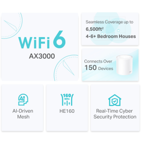Système Mesh WiFi 6 TP-Link Deco X50 AX3000 pour toute la maison 2 packs (DECOX50_2-PACK)