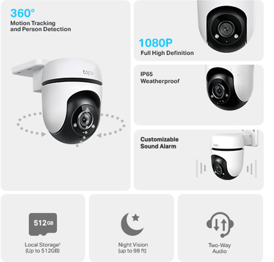 Caméra de sécurité WiFi TP-Link Tapo C500 Outdoor 360° Panoramique/Inclinable - Pour l'extérieur (TAPOC500) — image 2