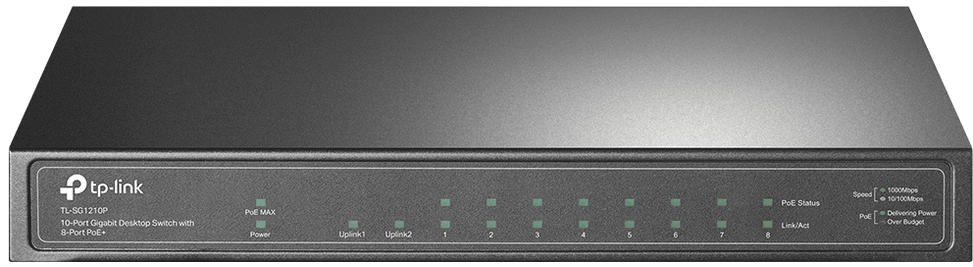جهاز Switch مكتبي TP-Link TL-SG1210P 10 منافذ Gigabit مع 8 منافذ PoE+ — صورة 1
